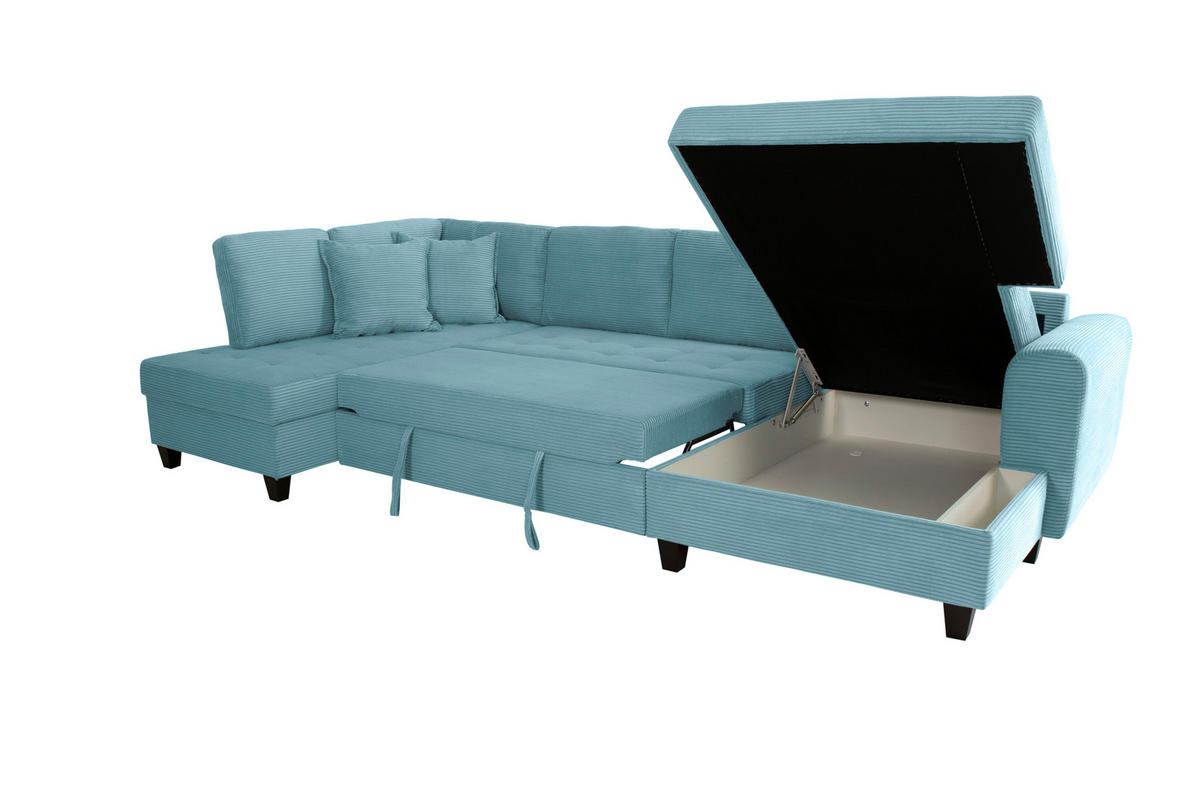 WOHNLANDSCHAFT MORITZ Hellblau Cord  - Hellblau, Trend, Textil (178/324/155cm) - P & B