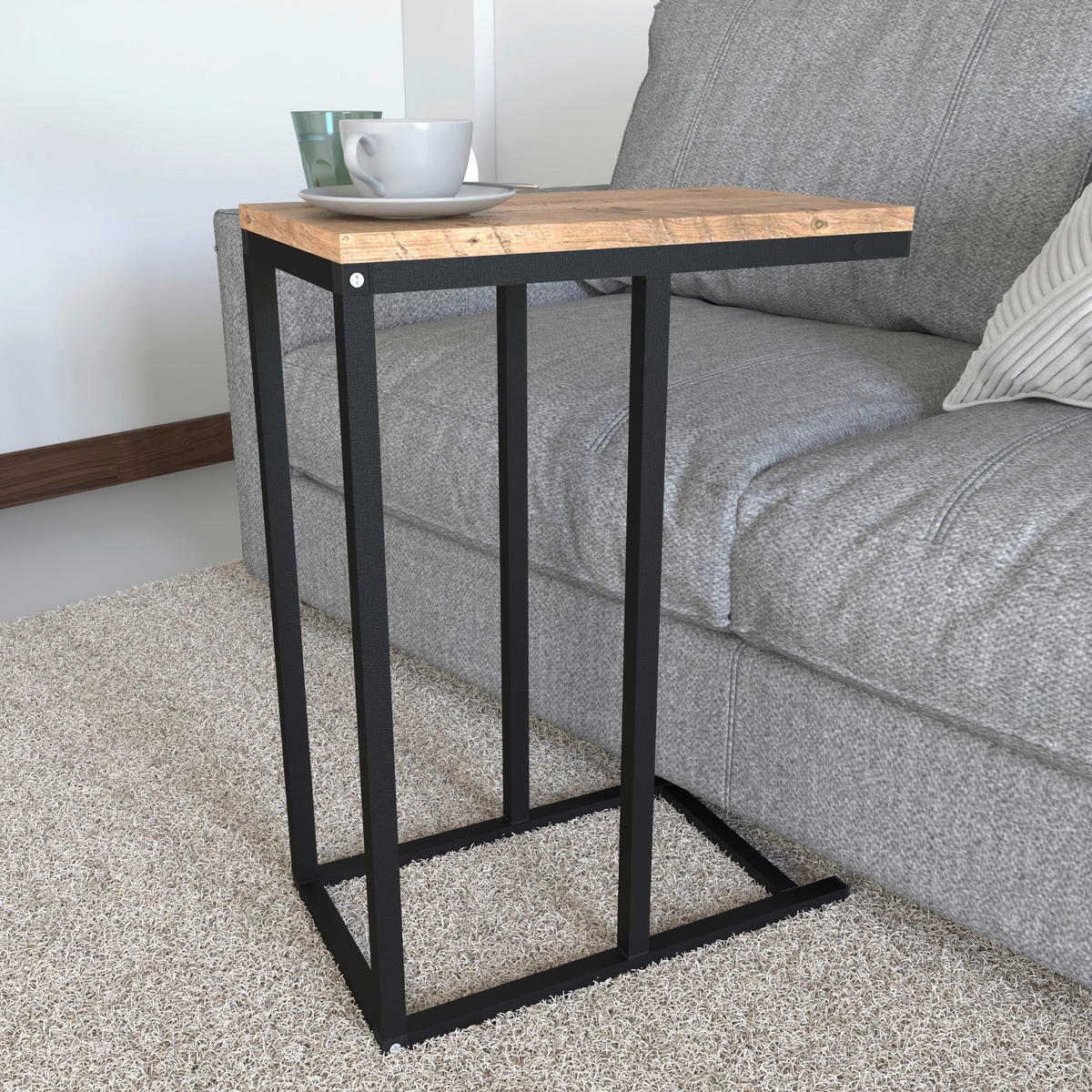 BEISTELLTISCH 46/26/63 cm Schwarz, Honigeiche rechteckig  - Honigeiche/Schwarz, Design, Holzwerkstoff/Metall (46/26/63cm) - MID.YOU