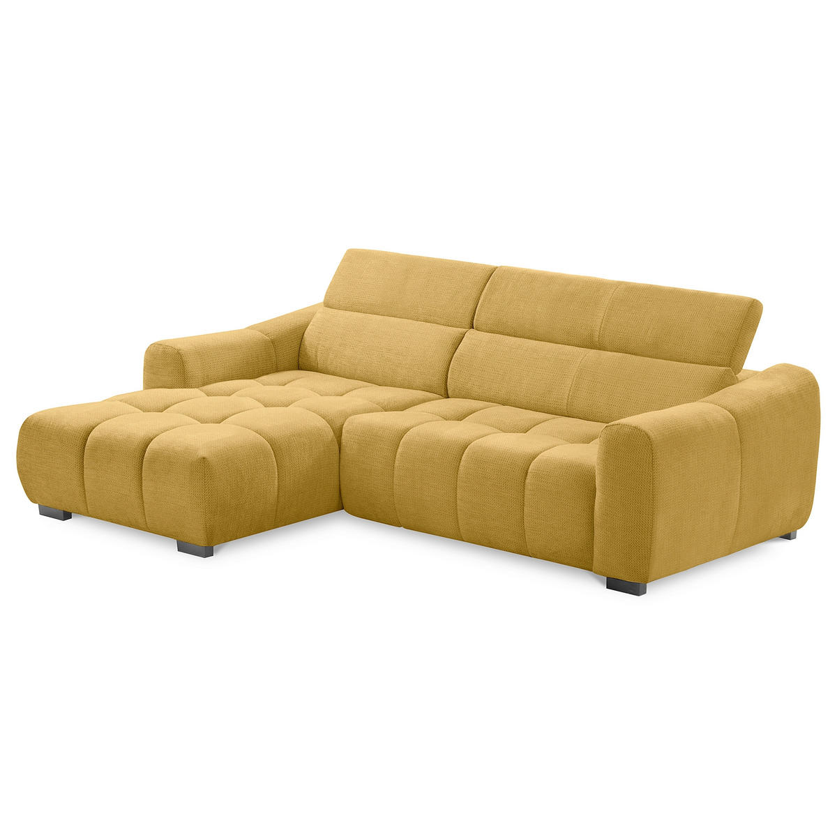ECKSOFA  Webstoff Senfgelb  - Senfgelb/Schwarz, Design, Kunststoff/Textil (177/274cm) - Livetastic