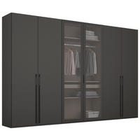 DREHTÜRENSCHRANK in Graphitfarben, Grau  - Graphitfarben/Grau, Trend, Glas/Holzwerkstoff (301/235/60cm) - Novel