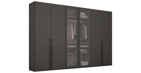 DREHTÜRENSCHRANK in Graphitfarben - Graphitfarben, Trend, Glas/Holzwerkstoff (301/223/60cm) - Novel