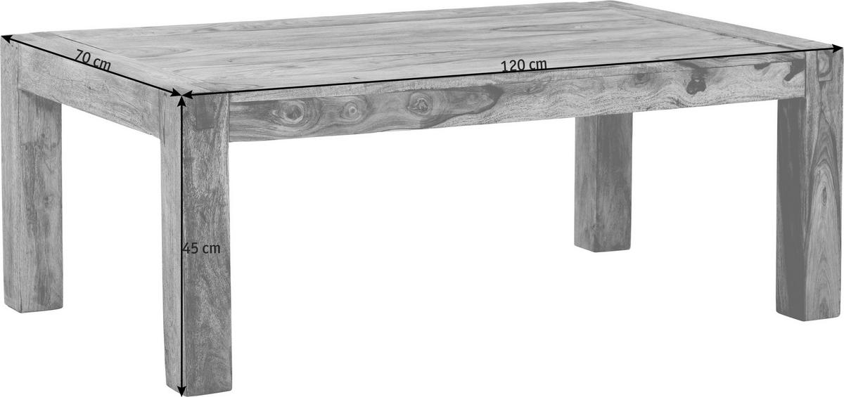 COUCHTISCH Inka Sheesham massiv 120/70/45 cm rechteckig Naturfarben, Braun  - Naturfarben/Braun, LIFESTYLE, Holz (120/70/45cm) - Landscape