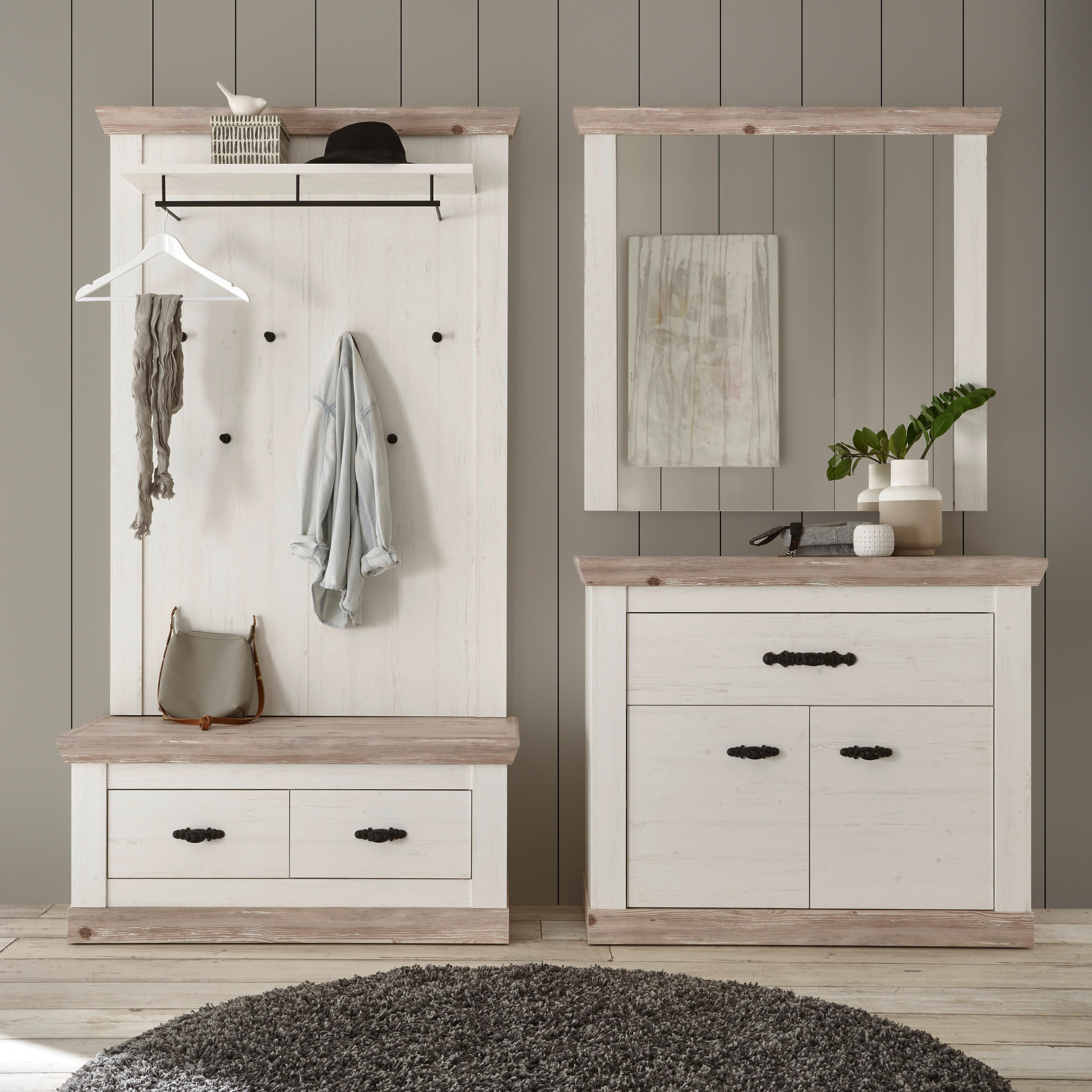 GARDEROBE 4-teilig  in 224/201/45 cm  - Hellbraun/Pinienfarben, Design, Holzwerkstoff (224/201/45cm) - MID.YOU