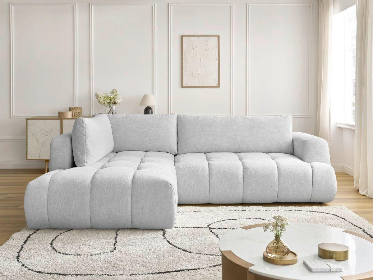 ECKSCHLAFSOFA FUJI Leinenoptik Hellgrau  inkl.  - Hellgrau/Schwarz, MODERN, Kunststoff/Textil (204/282cm)
