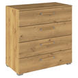 KOMMODE  in 80/81/42 cm  - Eichefarben/Silberfarben, Design, Holzwerkstoff/Kunststoff (80/81/42cm) - Novel