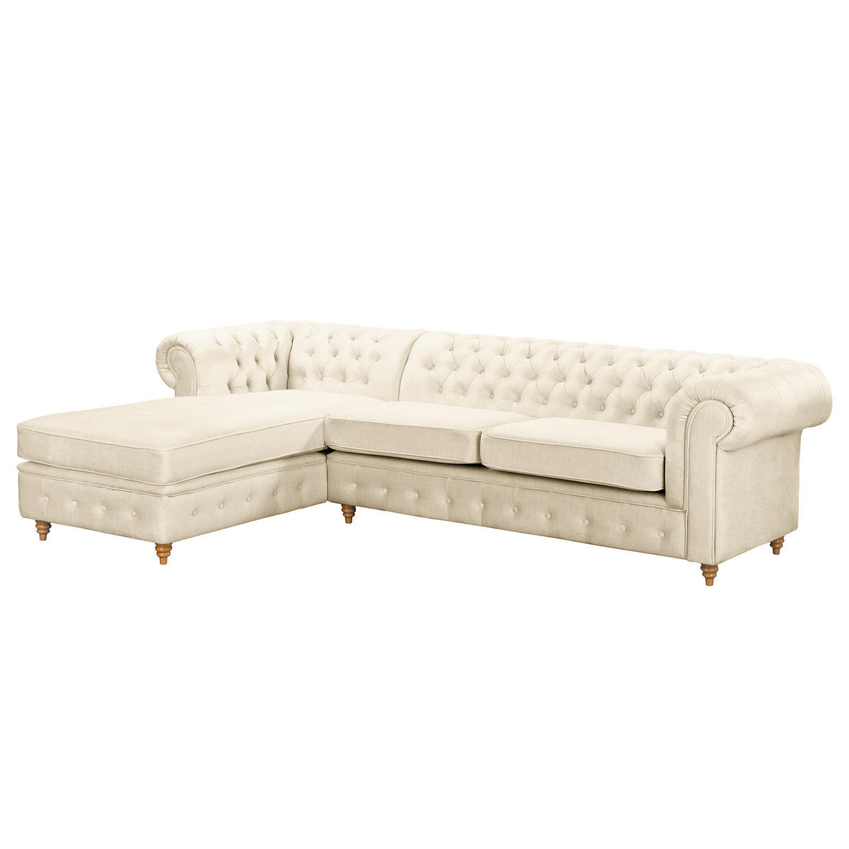 ECKSOFA Laura in Mikrofaser Creme  182/284 cm  - Creme/Braun, Design, Holz/Textil (182/284cm) - P & B