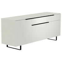 LOWBOARD Schwarz, Weiss  160/66/45 cm  - Weiss/Schwarz, Design, Glas/Holzwerkstoff (160/66/45cm) - Moderano