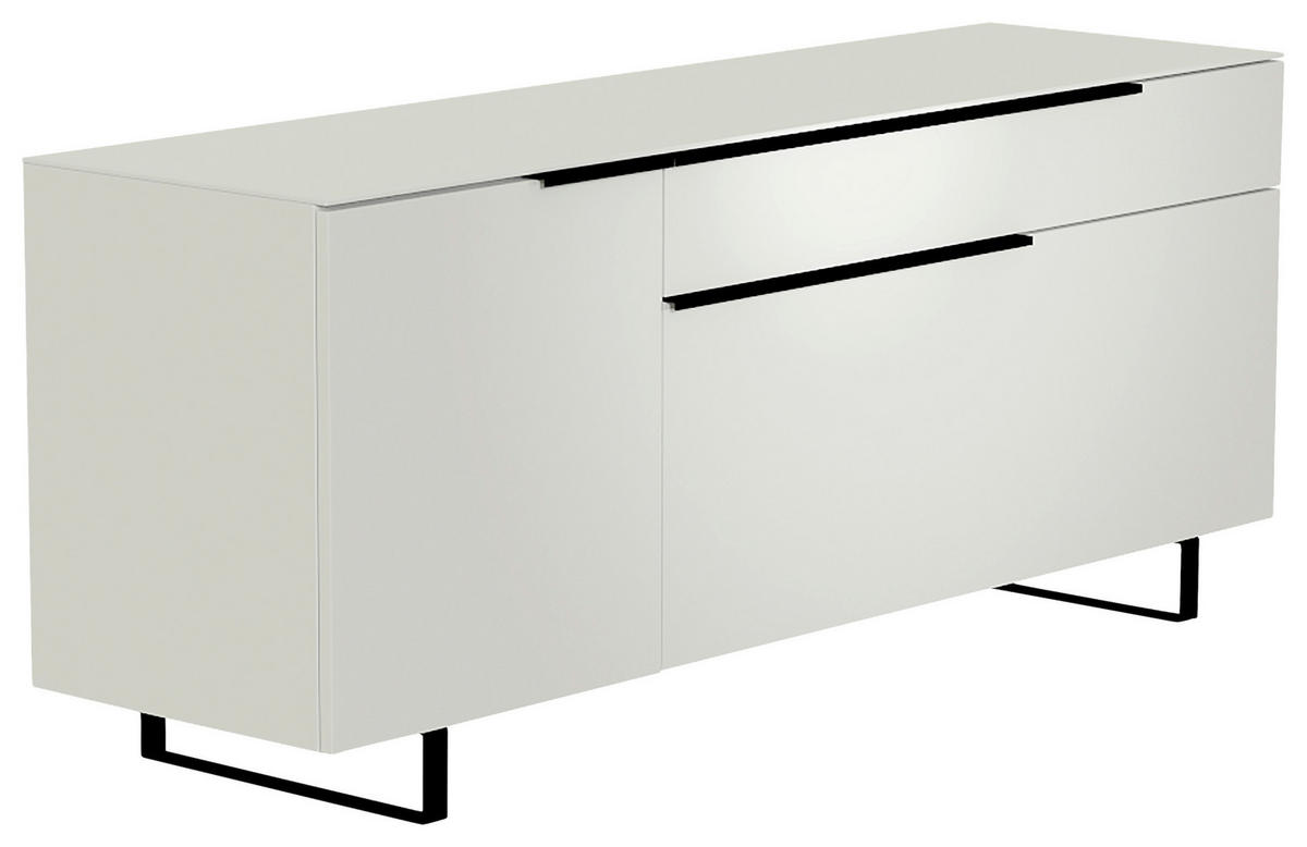 LOWBOARD Schwarz, Weiss  160/66/45 cm  - Weiss/Schwarz, Design, Glas/Holzwerkstoff (160/66/45cm) - Moderano