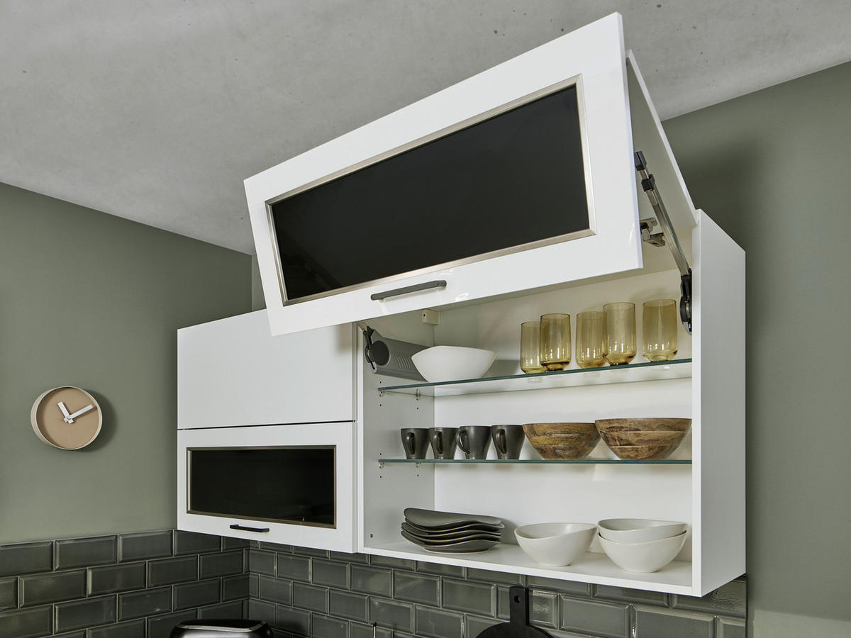 ECKKÜCHE  in Dunkelgrau, Weiß Hochglanz  - Dunkelgrau/Weiß Hochglanz, Basics, Glas/Holzwerkstoff (186,6/315/185cm) - Venda
