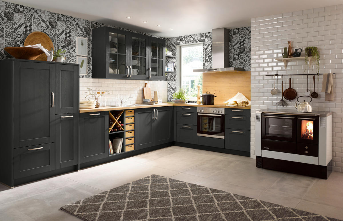 EINBAUKÜCHE   - Schwarz, LIFESTYLE, Holzwerkstoff - Novel