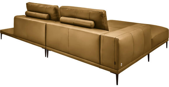 ECKSOFA  in Echtleder Senfgelb  201/304 cm  - Senfgelb/Schwarz, Design, Leder/Metall (201/304cm) - Belluti