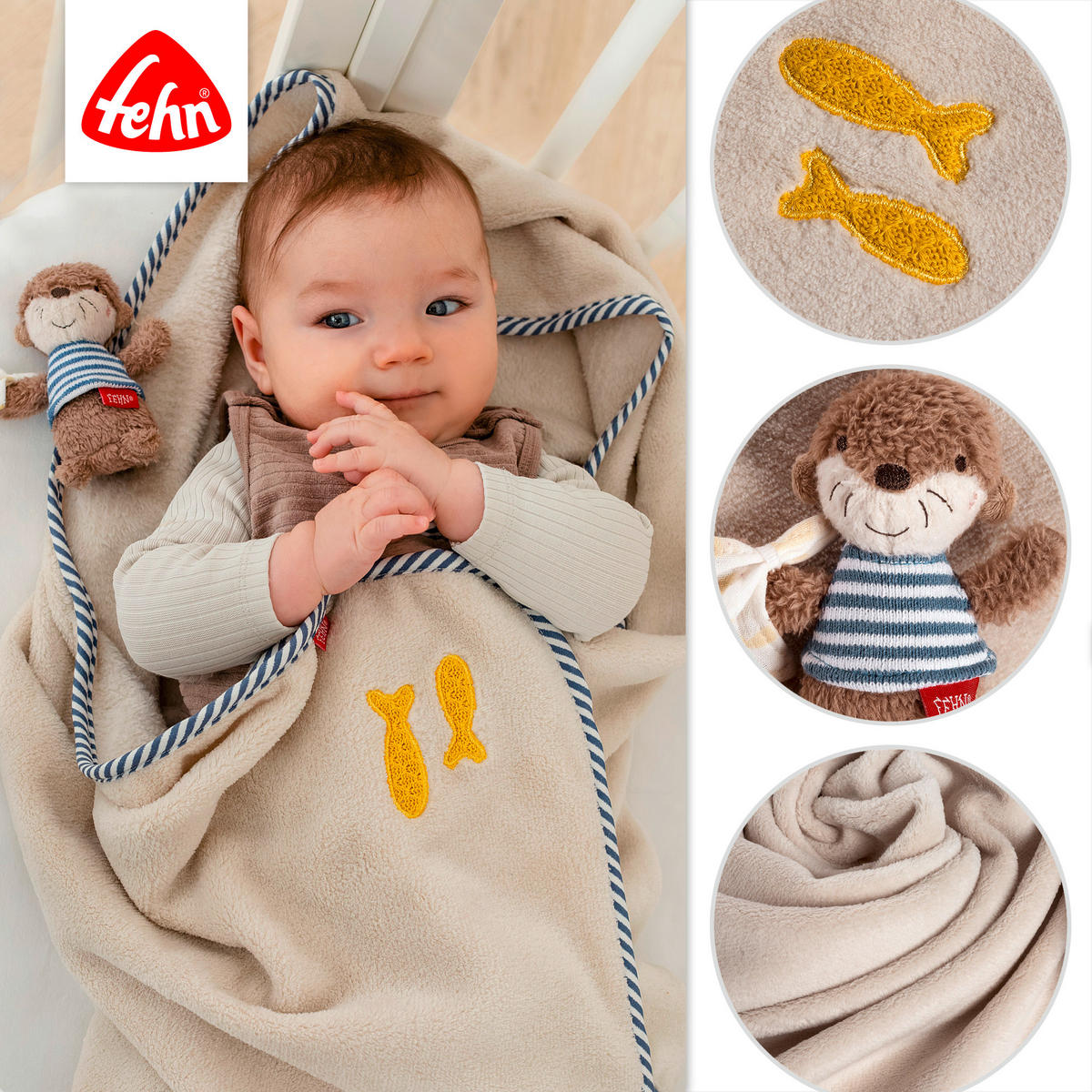 SCHMUSEDECKE Otter Theo  74,5/100 cm  - Multicolor, Basics, Textil (74,5/100cm) - Fehn
