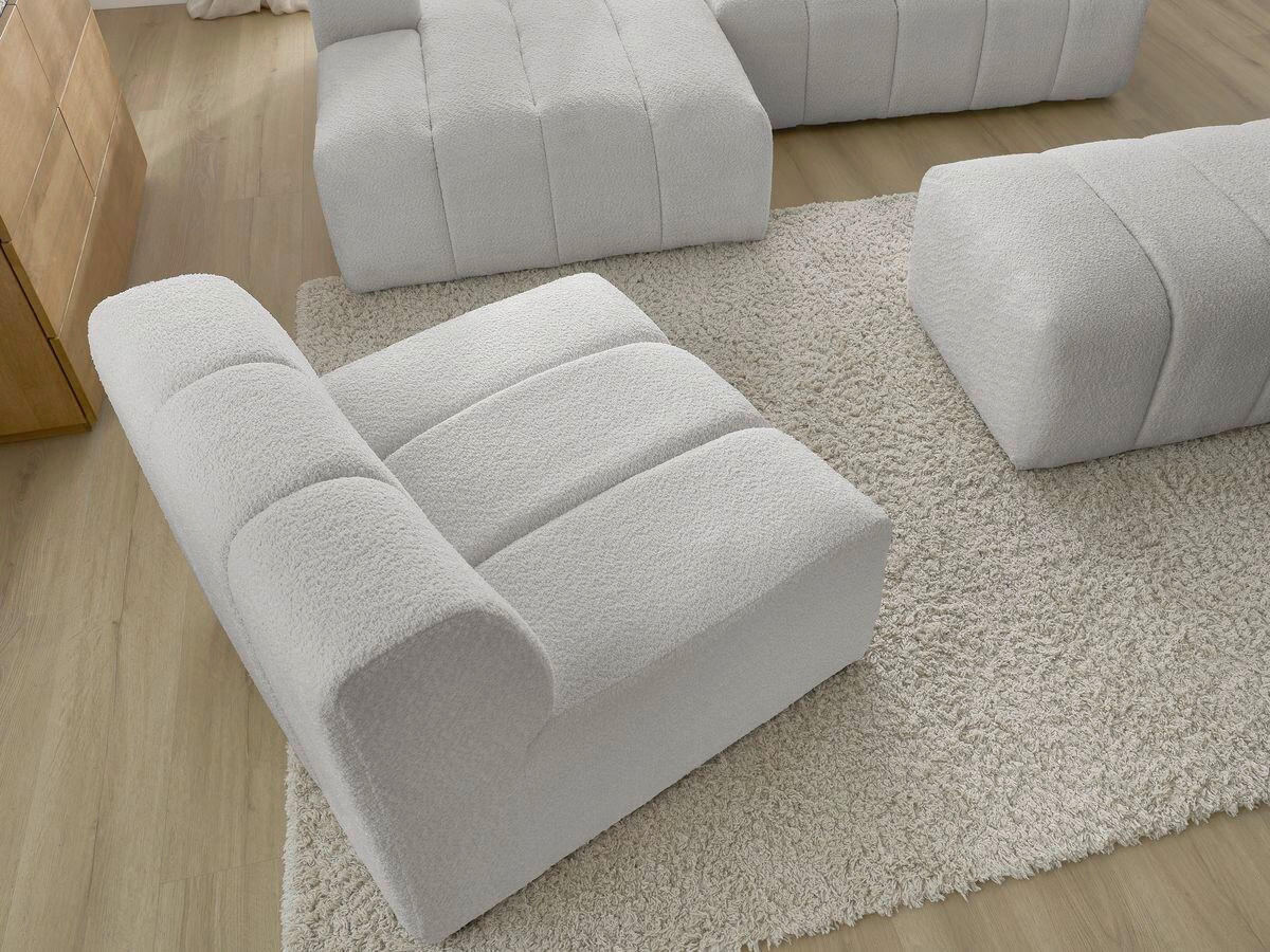 ECKSOFA Ottomane links  ANNECY Hellgrau Bouclé  - Hellgrau/Schwarz, MODERN, Kunststoff/Textil (170/262cm)