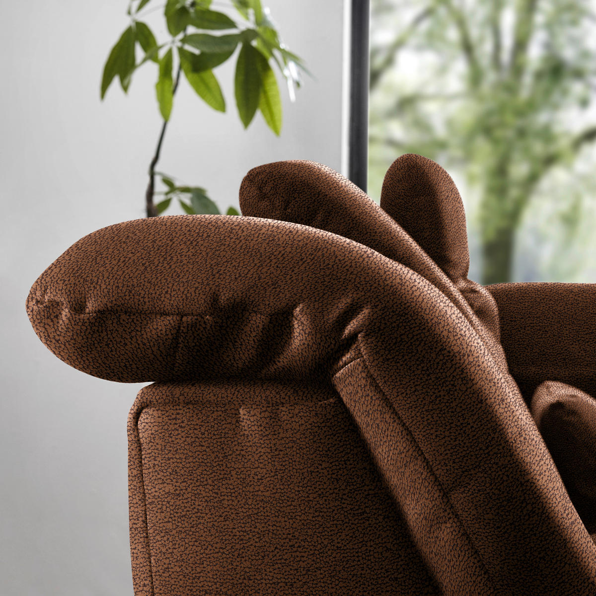 ECKSOFA Flachgewebe Braun  - Chromfarben/Braun, Design, Textil (309/195cm) - Beldomo Style