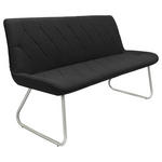 SITZBANK 155/87/65 cm Mikrofaser Schwarz  - Edelstahlfarben/Schwarz, Design, Textil/Metall (155/87/65cm) - Novel