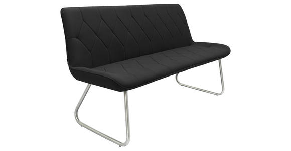 SITZBANK 155/87/65 cm Mikrofaser Schwarz  - Edelstahlfarben/Schwarz, Design, Textil/Metall (155/87/65cm) - Novel