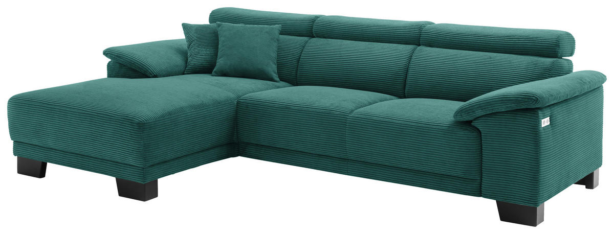 ECKSOFA in Cord Waldgrün  - Waldgrün/Schwarz, Design, Holz/Textil (174/270cm) - Pure Home Lifestyle