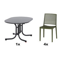 GARTENGARNITUR 3-teilig  - Grün, Basics, Holzwerkstoff/Kunststoff (90/80/138cm) - Siena Garden