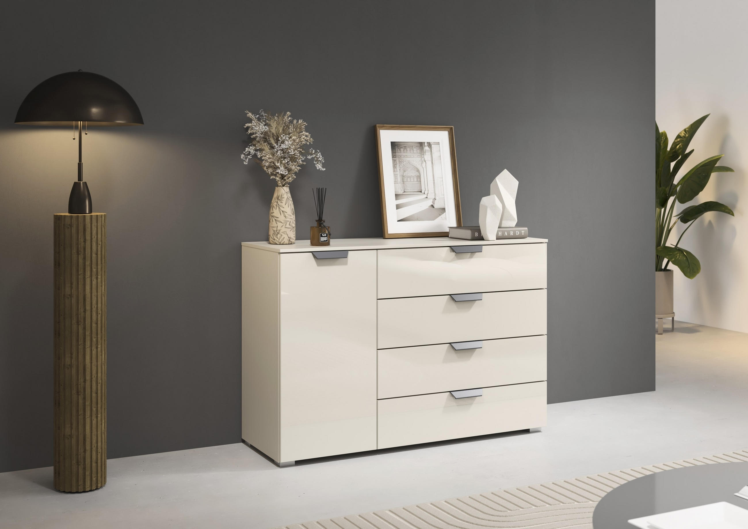 KOMMODE  in 120/81/42 cm  - Champagner/Dunkelgrau, Design, Glas/Holzwerkstoff (120/81/42cm) - Carryhome