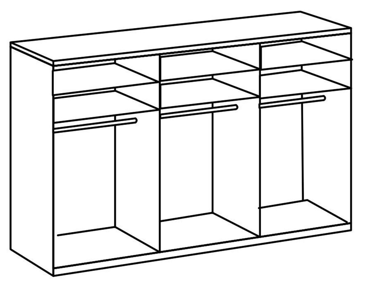 SCHWEBETÜRENSCHRANK in Graphitfarben, Eichefarben  - Chromfarben/Eichefarben, Modern, Holzwerkstoff/Metall (300/236/65cm) - MID.YOU
