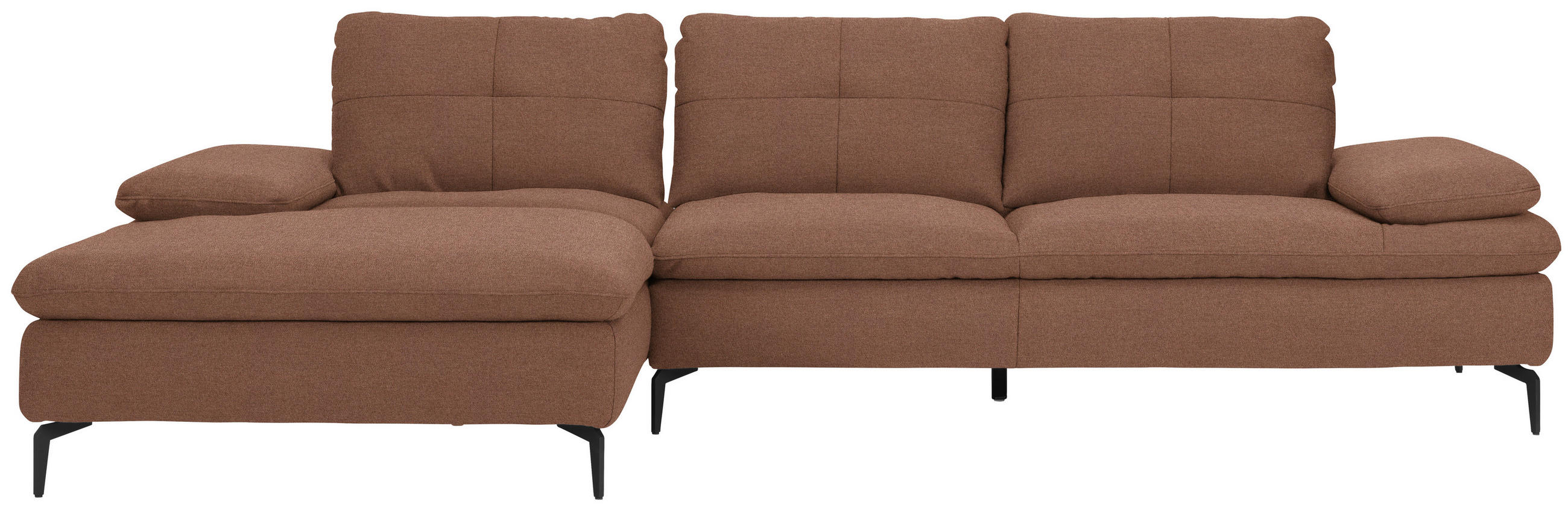 ECKSOFA in Webstoff Braun  - Schwarz/Braun, Design, Textil/Metall (179/301cm) - Chilliano