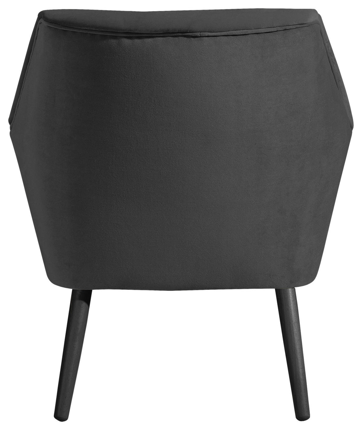 SESSEL in Samt, Velours Anthrazit, Schwarz  - Anthrazit/Schwarz, Design, Holz/Textil (67/81/71cm) - Max Winzer