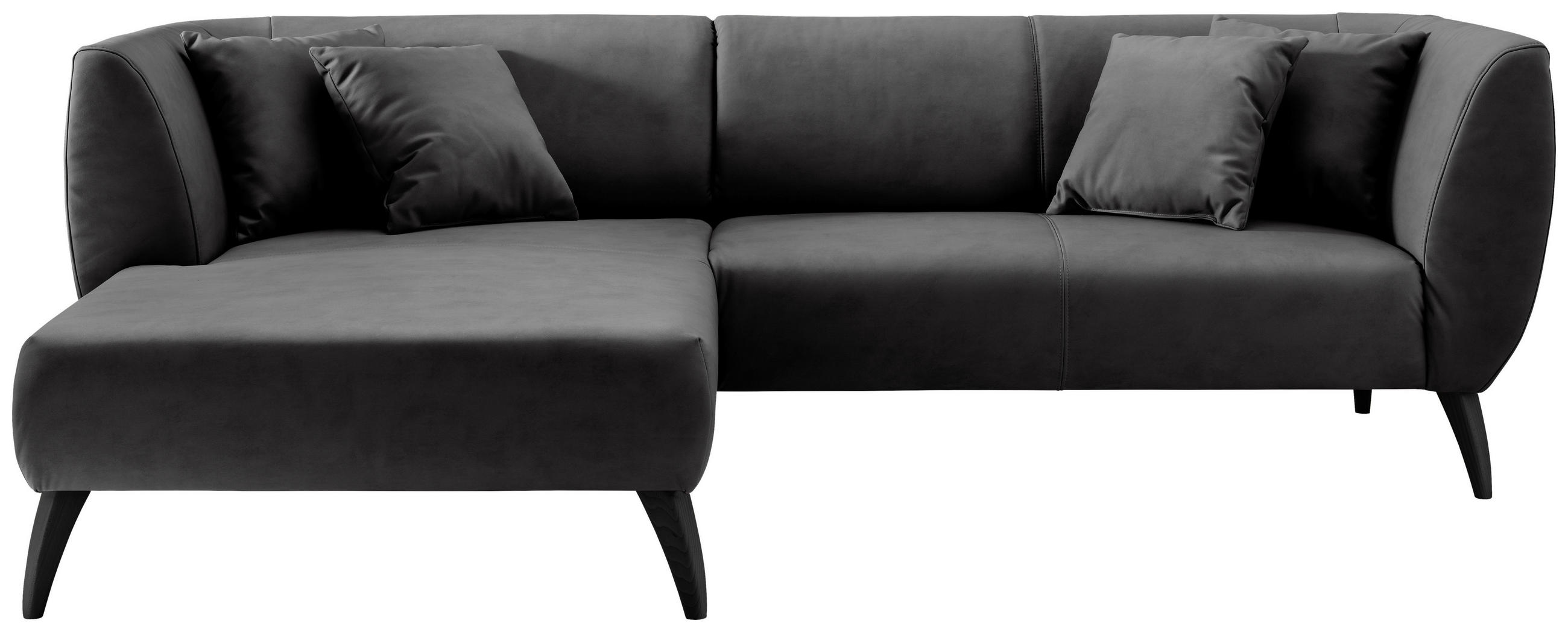 ECKSOFA Schwarz Lederlook  - Schwarz, MODERN, Holz/Textil (160/264cm) - Livetastic