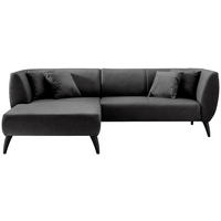 ECKSOFA Schwarz Lederlook  - Schwarz, MODERN, Holz/Textil (160/264cm) - Livetastic
