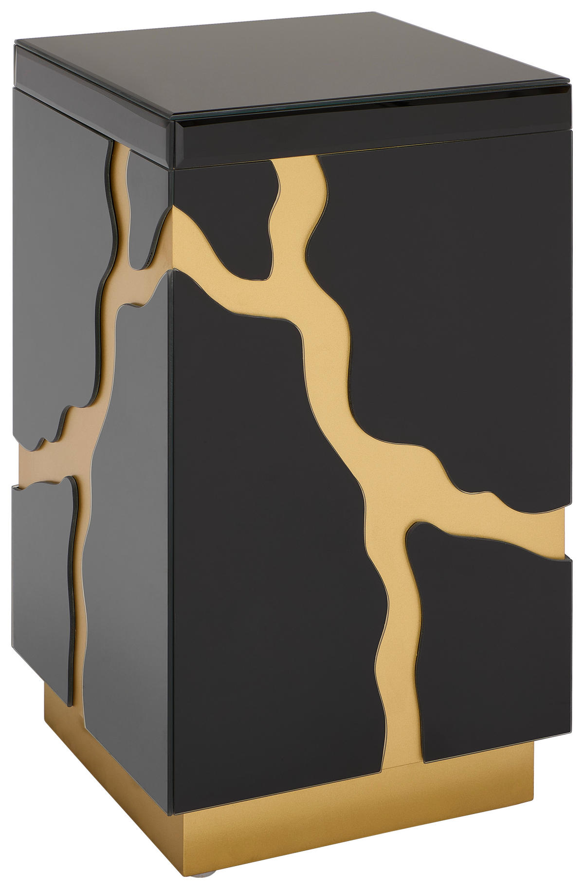 KISASZTAL Üveg, faalapú anyag 30/30/50 cm  - fekete/aranyszínű, Trend, faalapú anyag/Üveg (30/30/50cm) - Xora