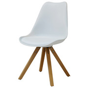 STUHL Lederlook Buche massiv Buchefarben, Weiß - Buchefarben/Schwarz, Design, Holz/Kunststoff (48,5/82/54cm) - CARRYHOME