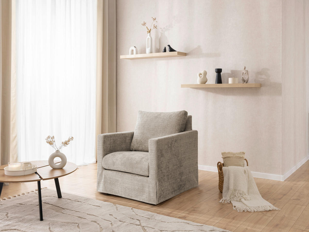SESSELBEZUG - Beige, Design, Textil (84/89/95cm) - P & B
