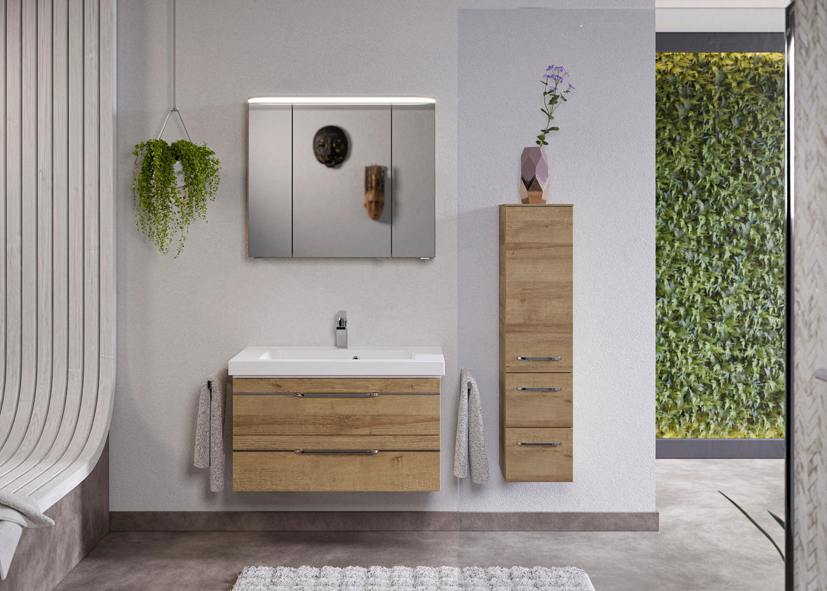 BADEZIMMER  in 122 cm  - Chromfarben/Eichefarben, KONVENTIONELL, Glas/Holzwerkstoff (122cm) - Pelipal