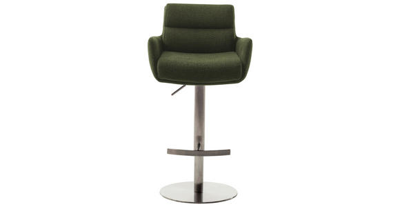 BARHOCKER in Metall, Textil Edelstahlfarben, Olivgrün - Edelstahlfarben/Olivgrün, Design, Textil/Metall (54/84/52cm) - Dieter Knoll