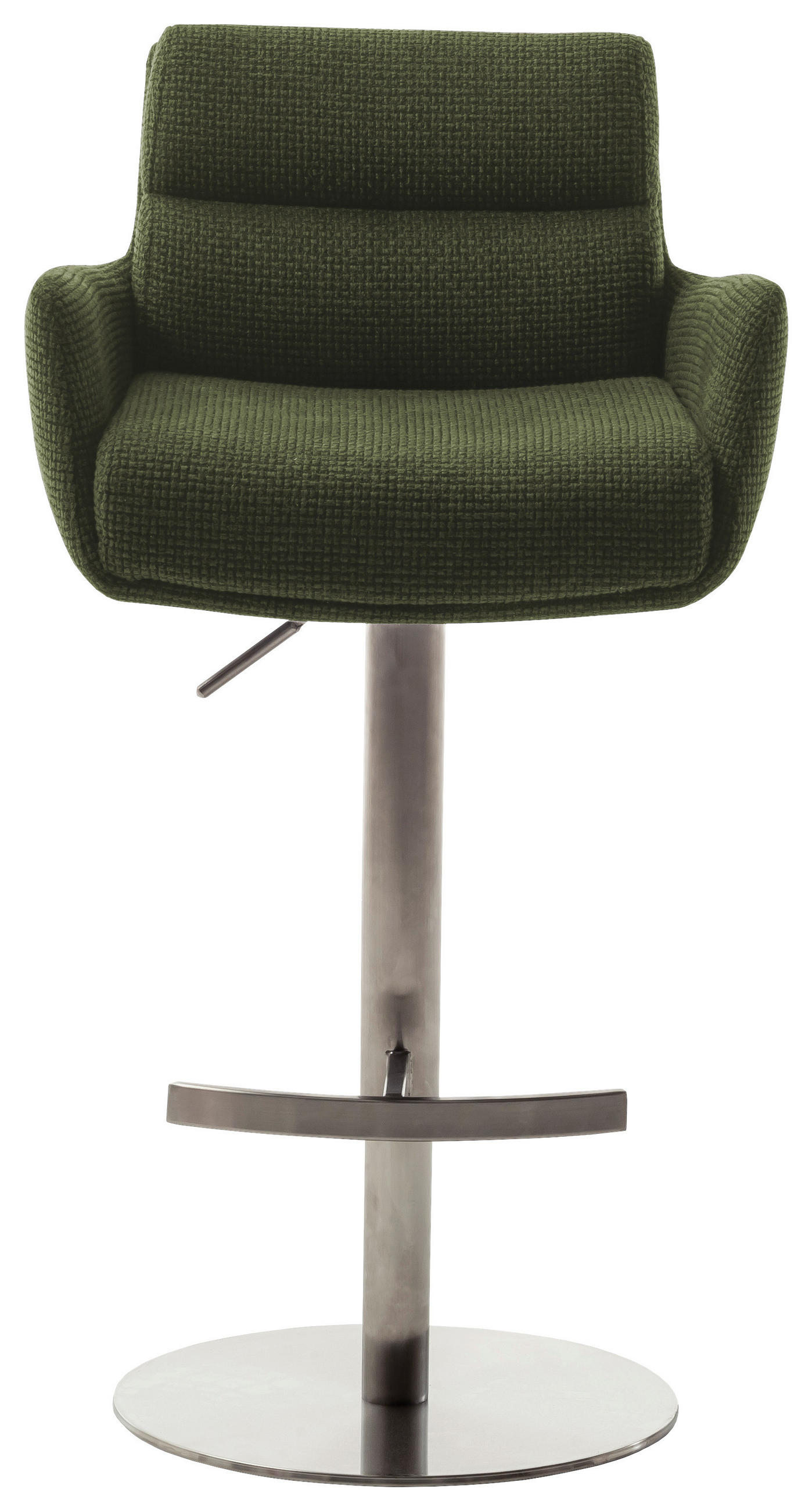 BARSKI STOL, barve nerjavečega jekla, olivno zelena   - barve nerjavečega jekla/olivno zelena , Design, kovina/tekstil (54/84/52cm) - Dieter Knoll