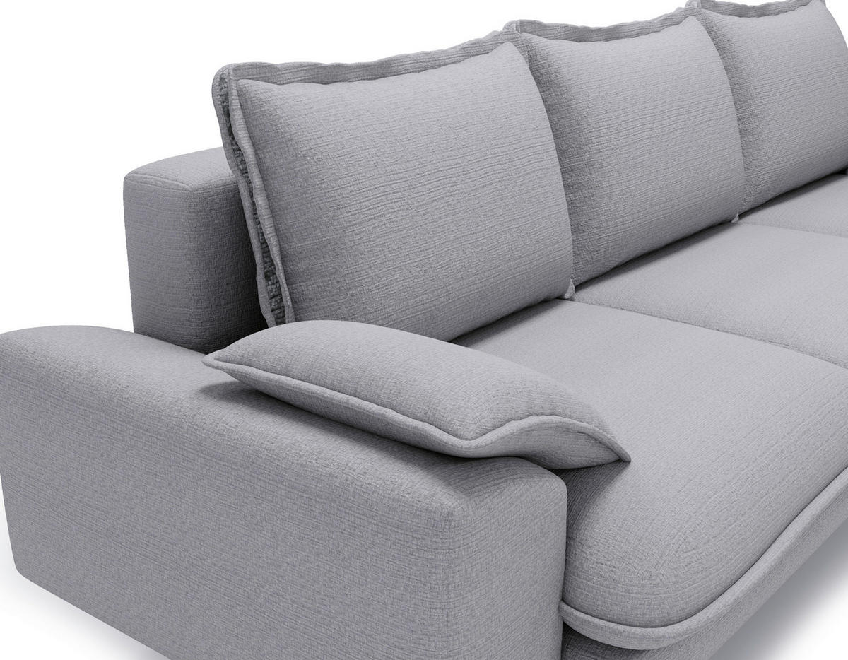 3-SITZER-SOFA Struktur Hellgrau  - Hellgrau/Schwarz, Design, Textil/Metall (267/92/97cm) - Livetastic