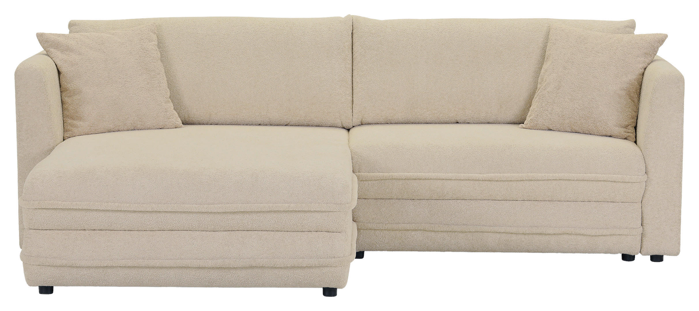 ECKSOFA Creme Plüsch Zierkissen, Rückenkissen, Bettkasten, Schlaffunktion, Rücken echt, Liegefläche im Originalstoff  - Creme/Schwarz, MODERN, Kunststoff/Textil (246/178cm) - Carryhome