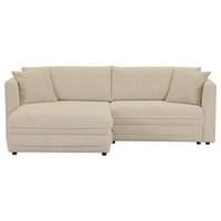 ECKSOFA Creme Plüsch Zierkissen, Rückenkissen, Bettkasten, Schlaffunktion, Rücken echt, Liegefläche im Originalstoff  - Beige/Creme, MODERN, Kunststoff/Textil (246/178cm) - Carryhome