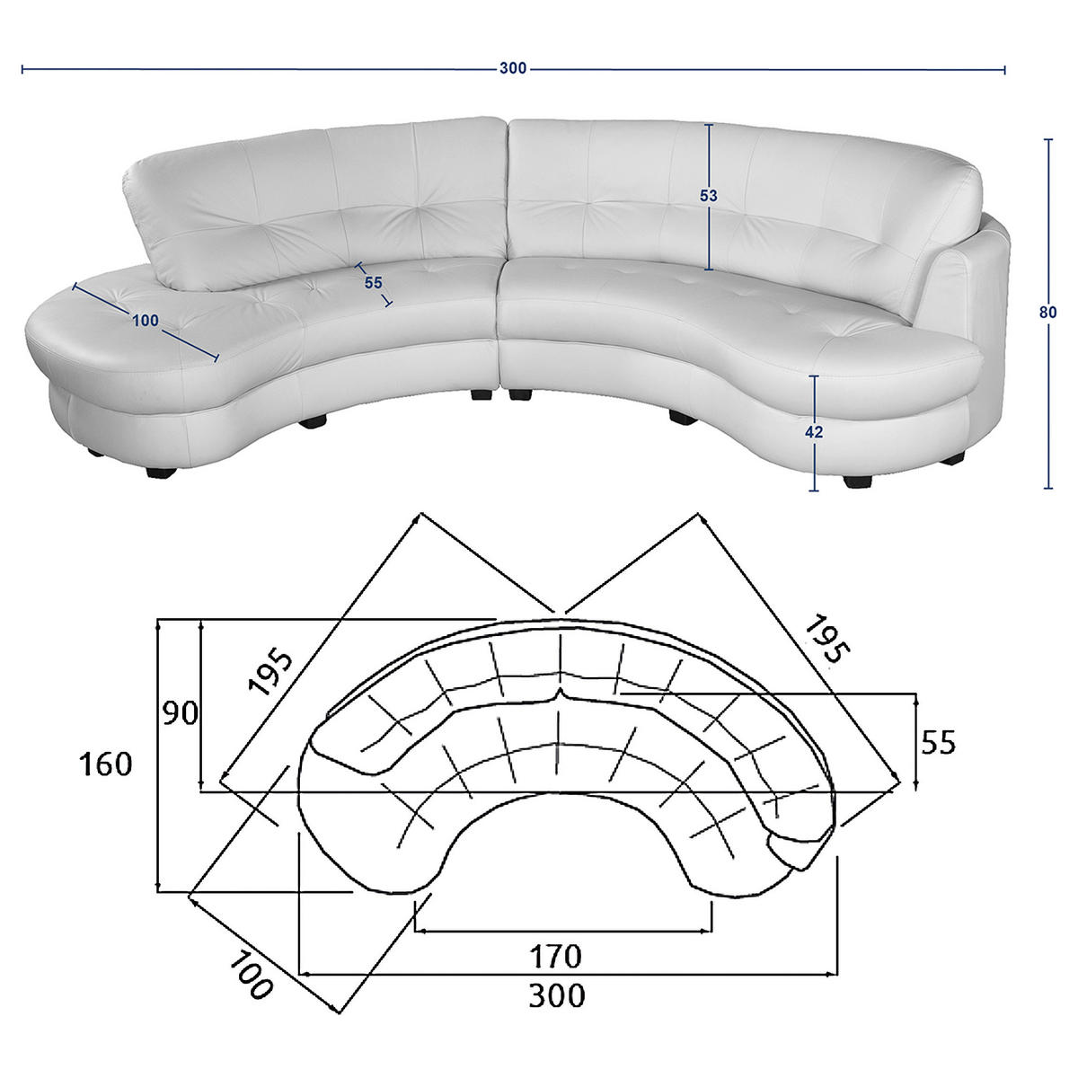 ECKSOFA BRETANIA in Samt Dunkelblau  113/300 cm  - Schwarz/Dunkelblau, Design, Kunststoff/Textil (113/300cm) - Livetastic