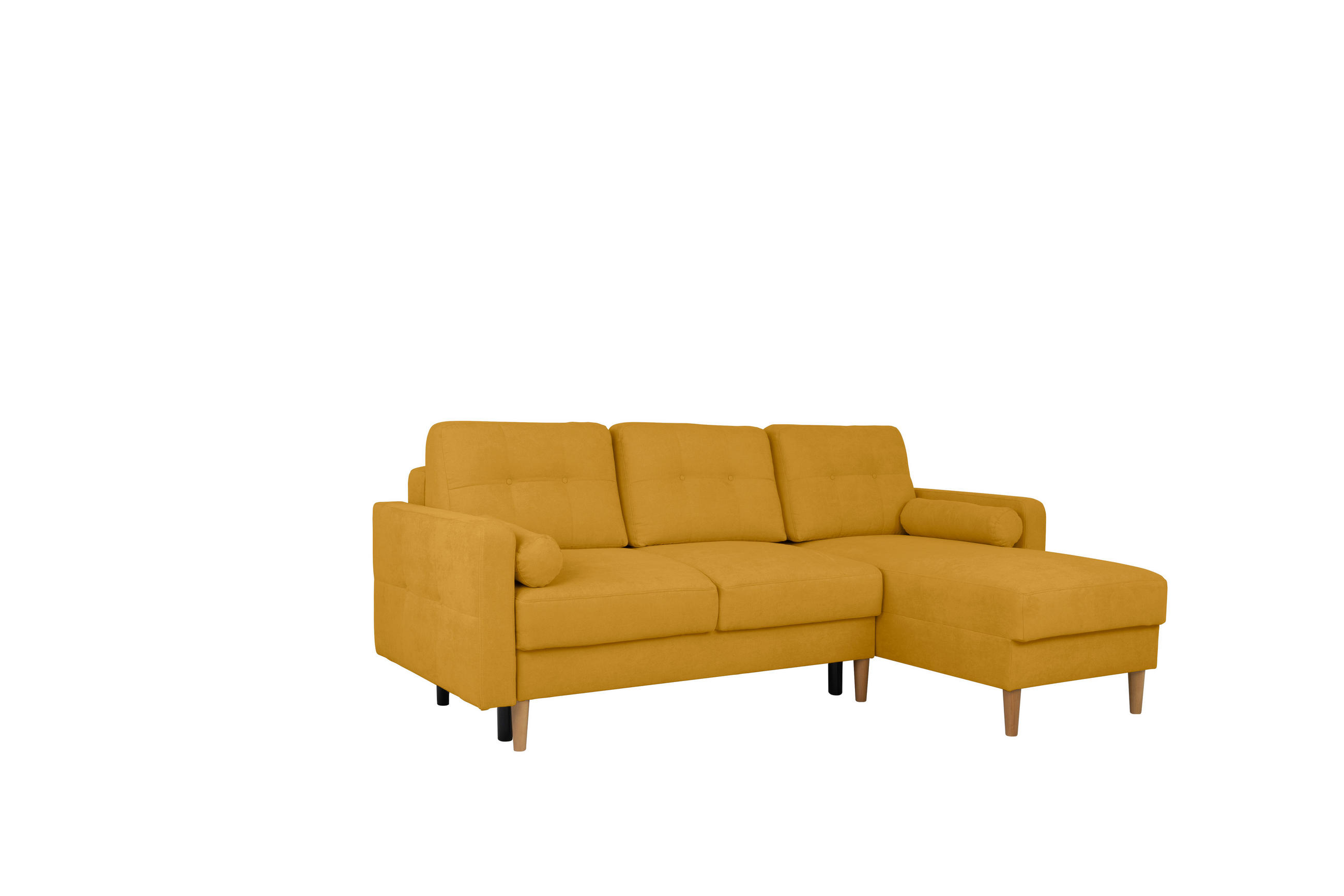 ECKSOFA in Gelb - Gelb/Buchefarben, Design, Holz/Textil (223/157cm) - MID.YOU