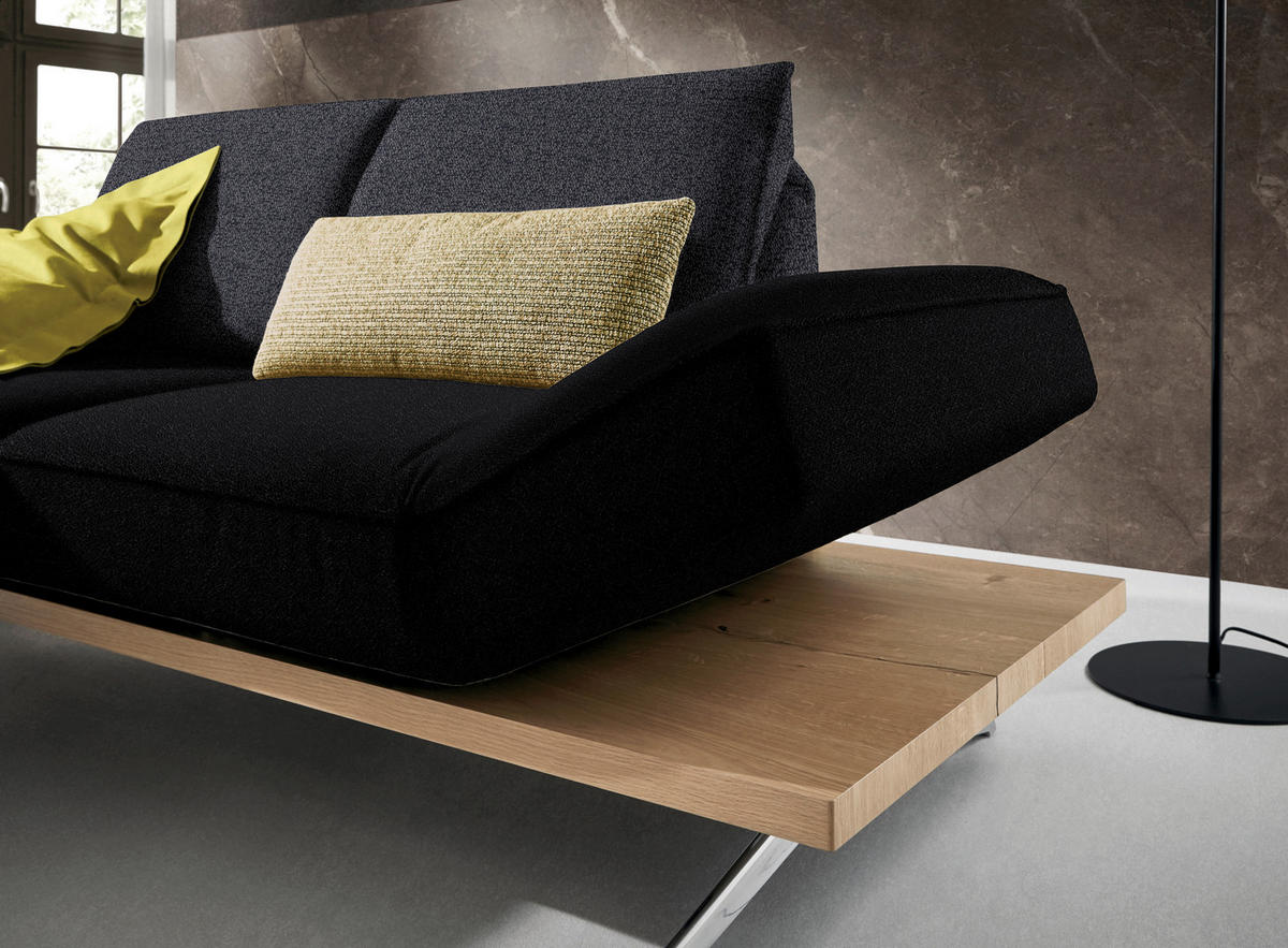 ECKSOFA  in Flachgewebe Schwarz  132/240 cm  - Chromfarben/Schwarz, Design, Holz/Textil (132/240cm) - Koinor