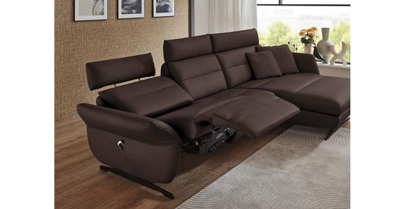 ECKSOFA in Echtleder Dunkelbraun 300/157 cm - Dunkelbraun/Schwarz, Design, Leder/Metall (300/157cm) - Dieter Knoll