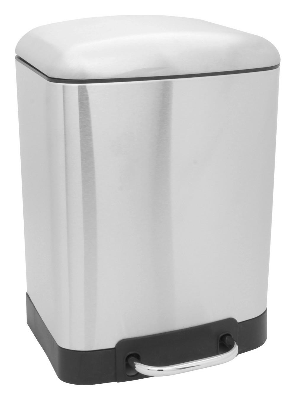 NÁŠĽAPNÝ ODPADKOVÝ KÔŠ, 6 l - čierna/chrómová, Basics, kov/plast (23/32/22,5cm) - Sadena