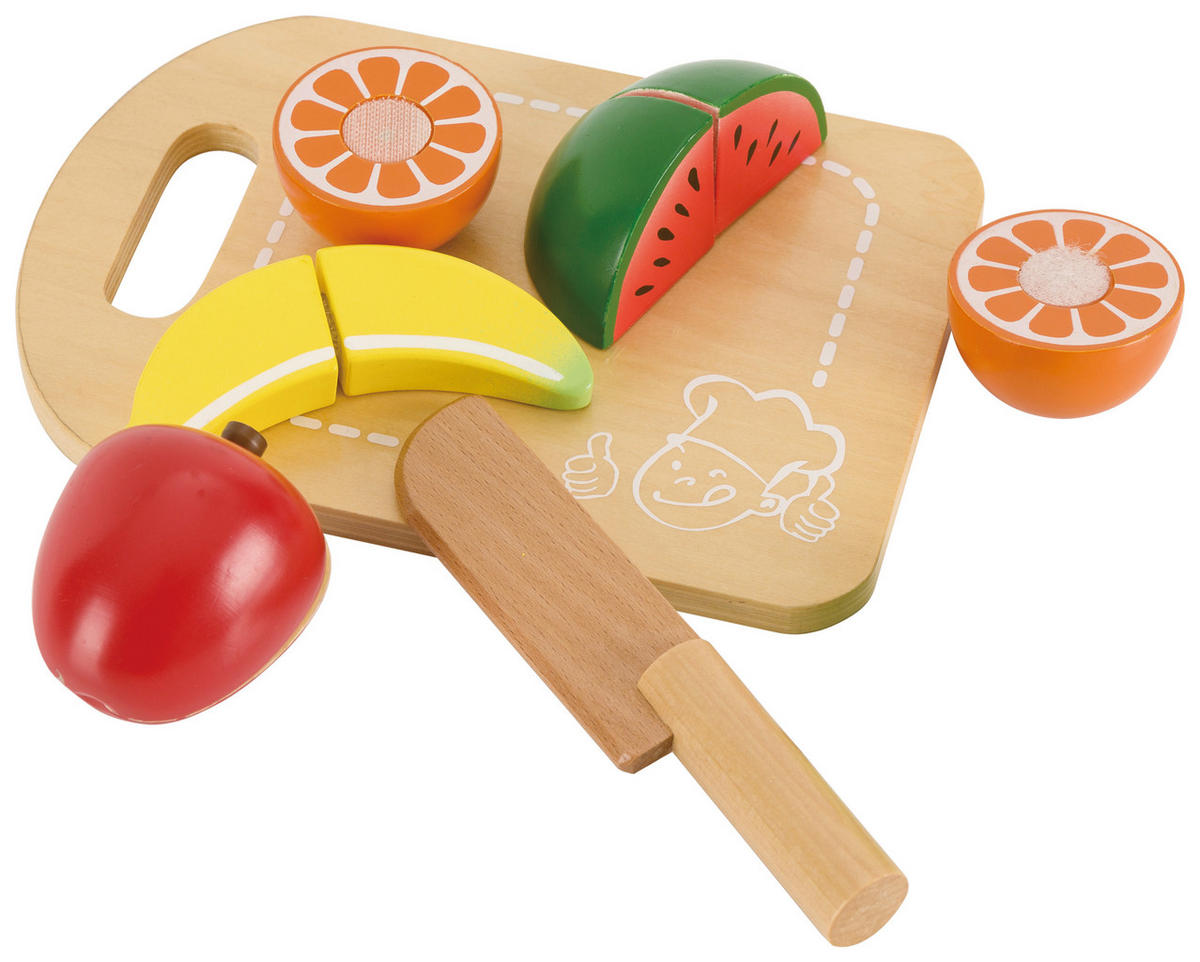SCHNEIDESET OBST  - Gelb/Rot, Basics, Holz (14,5/20cm) - My Baby Lou