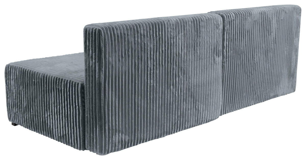 ECKSOFA in Cord Grau  - Schwarz/Grau, Modern, Holz/Textil (145/210cm) - MID.YOU