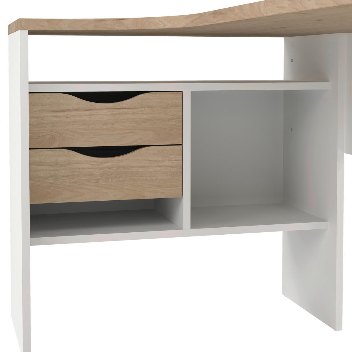 ÍRÓASZTAL  - tölgyfa színű/fehér, Modern, faalapú anyag/fém (145,1/81/76,8cm) - MID.YOU