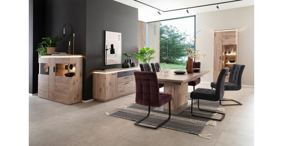 HIGHBOARD Eiche dunkel  150/124/38 cm  - Eiche dunkel/Anthrazit, KONVENTIONELL, Glas/Holzwerkstoff (150/124/38cm) - Cantus