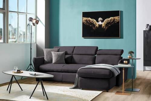 ECKSOFA in Mikrofaser Anthrazit  240/172 cm  - Anthrazit/Schwarz, Design, Kunststoff/Textil (240/172cm) - Stylife
