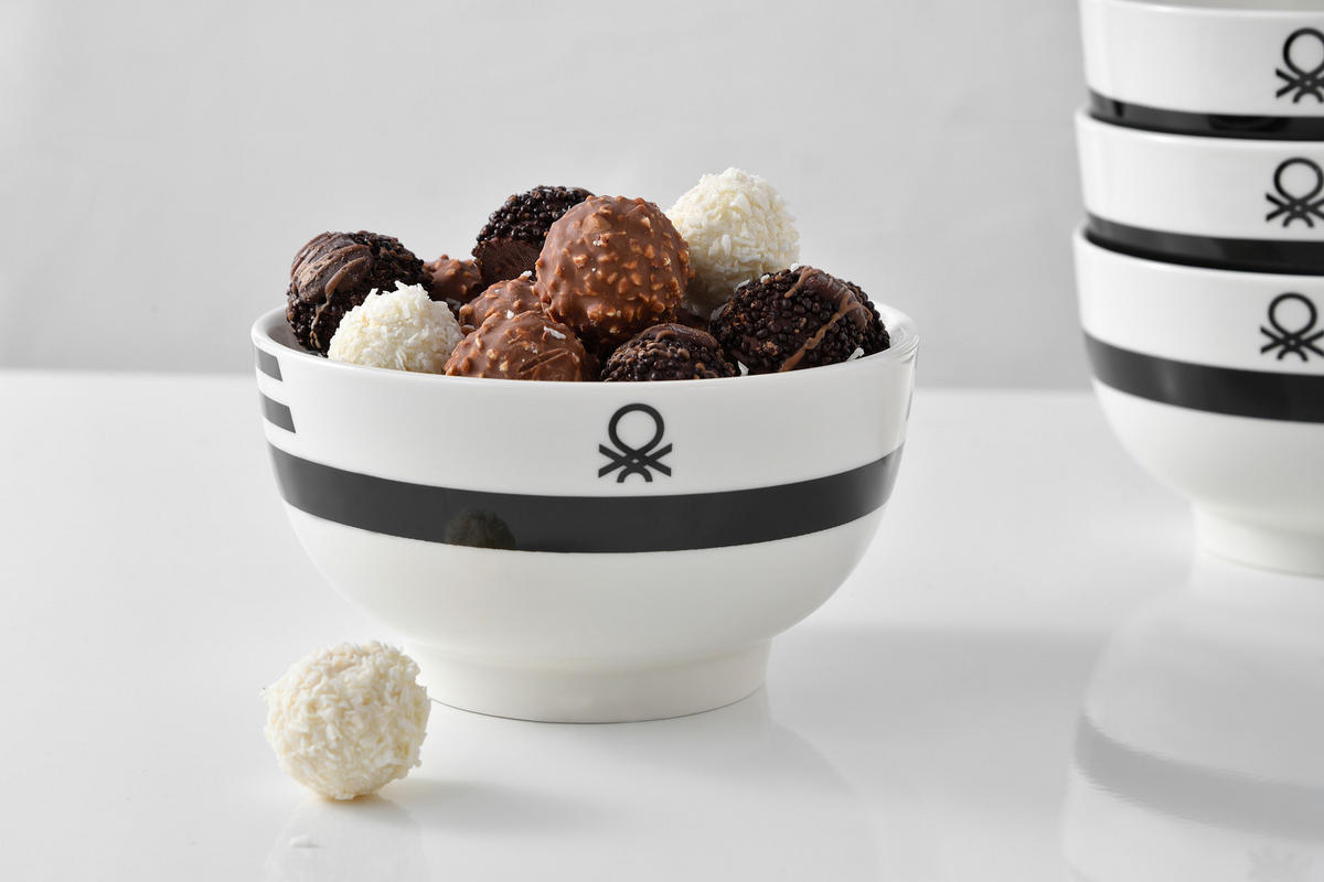 MÜSLISCHALENSET BENETTON 4-teilig  - Schwarz/Weiß, Basics, Keramik (15/14,7/19,2cm) - Benetton