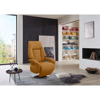 RELAXSESSEL Echtleder    - Currygelb/Edelstahlfarben, KONVENTIONELL, Leder/Metall (74/111/77cm) - Sit & More