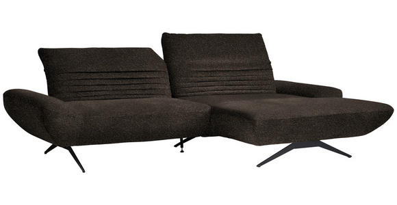 ECKSOFA  in Bouclé Dunkelbraun  280/170-195 cm  - Dunkelbraun/Schwarz, Design, Textil/Metall (280/170-195cm) - Dieter Knoll